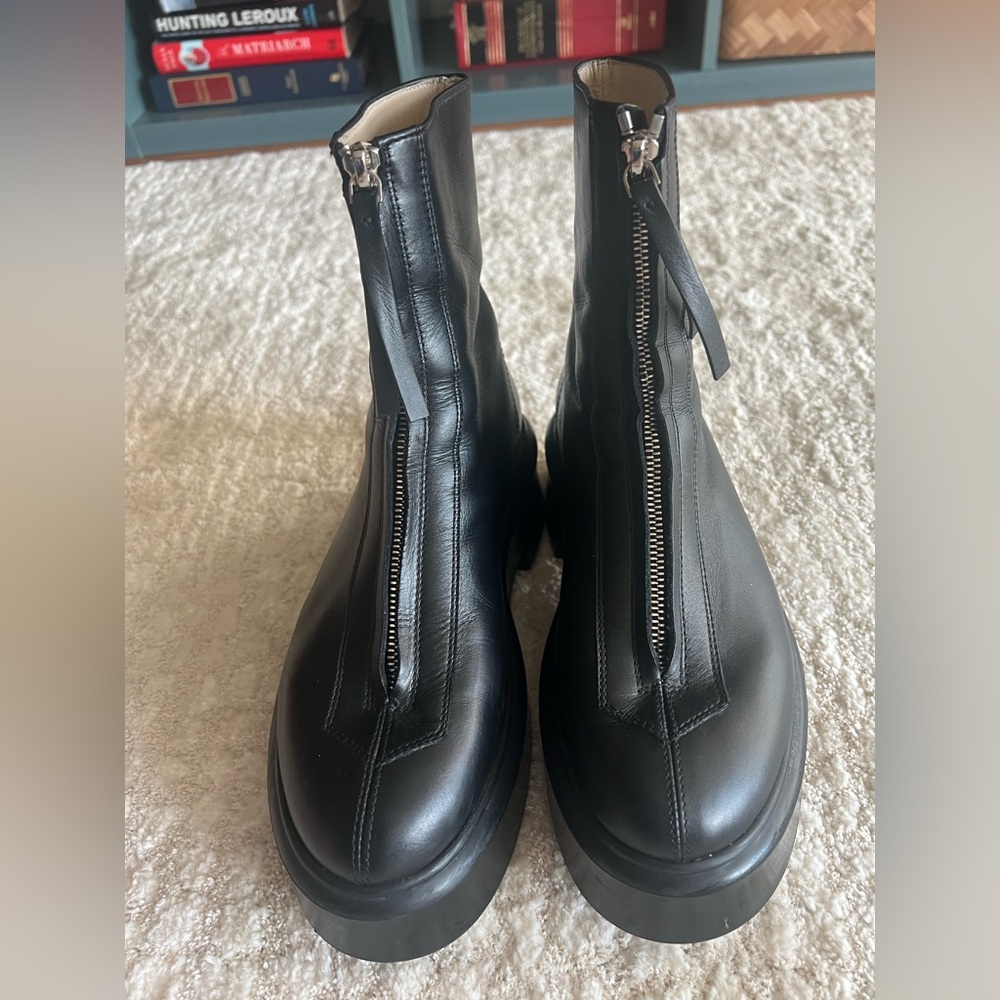The Row Black Leather Zip Up Boots 37